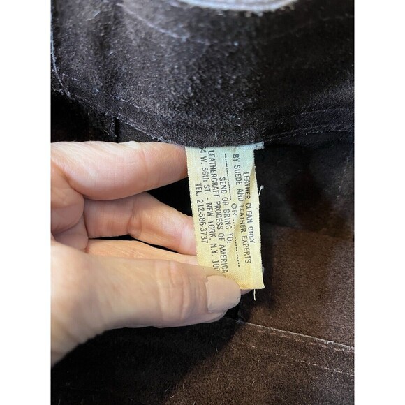 Vtg LEATHERCRAFT Skirt Suede Leather A-Line Snap Front Brown Gilmore Girls - Picture 7 of 7